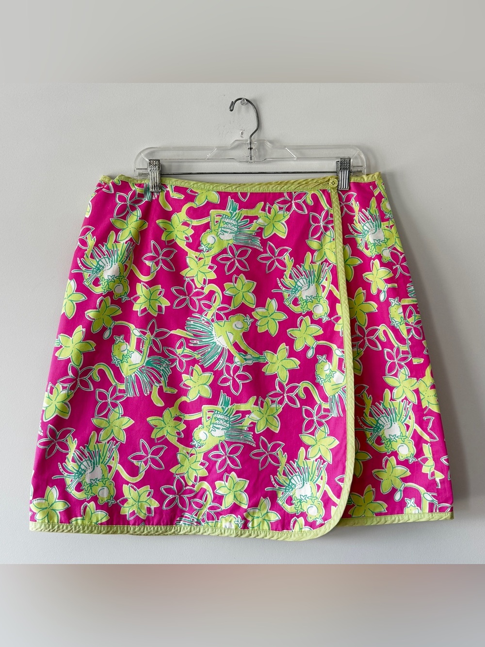 Vintage Lilly Pulitzer Reverse Wrap Skirt – Rock A Hula Monkey Print – Size 12